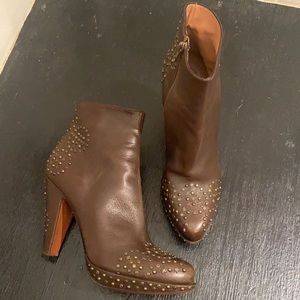 Alaia Brown Studded Ankle Boots
